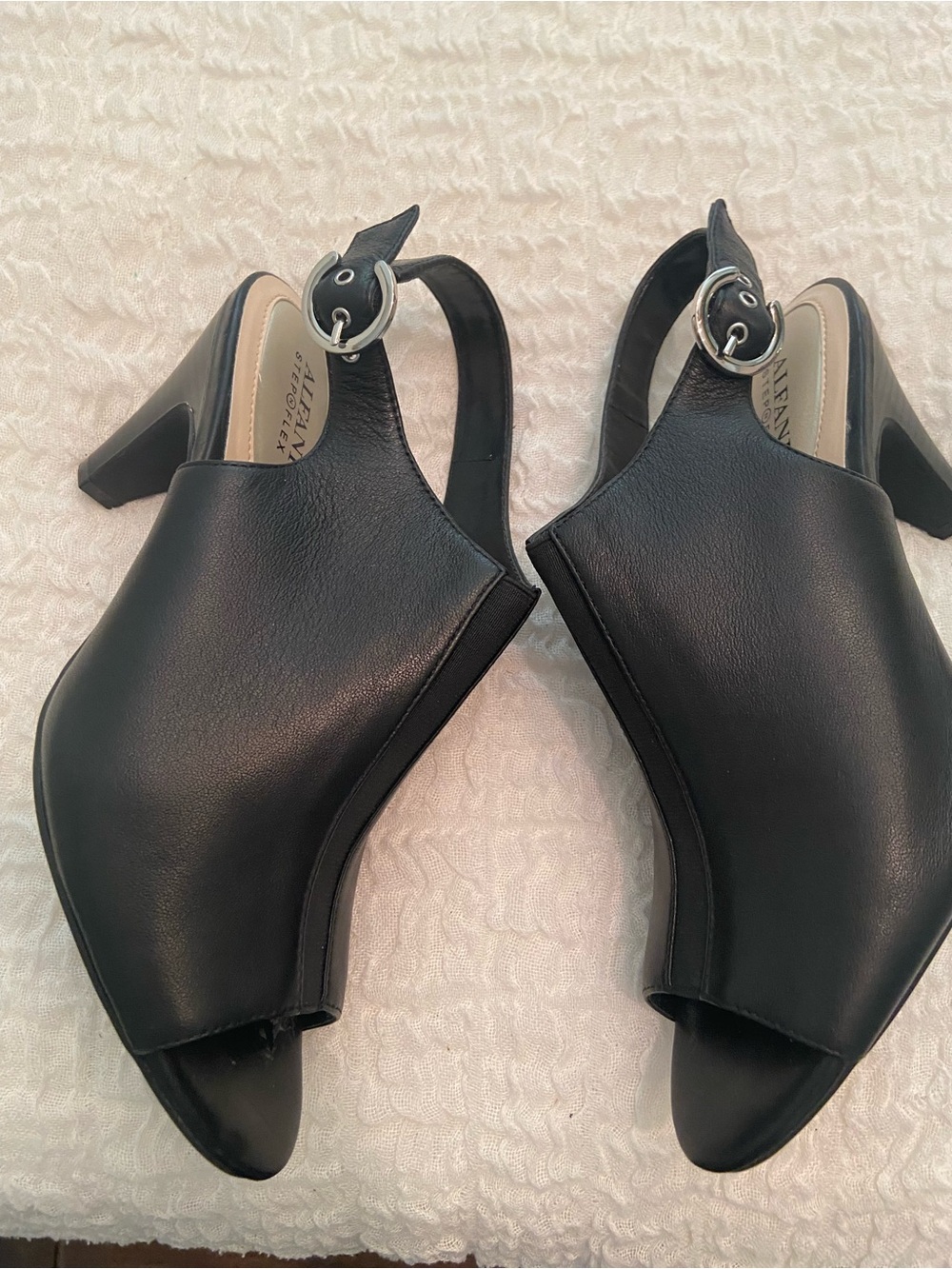 ALFANI BLACK PEEP TOE HEELED MULE SIZE 9 - Picture 5 of 9